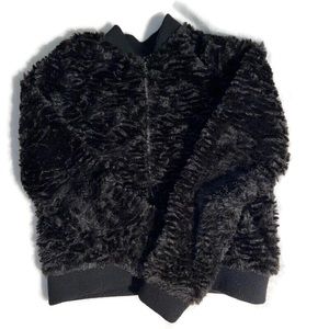 Girls faux fur zip up jacket size L (10/12)